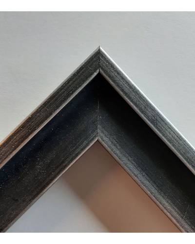 Contemporary Gun Metal -Silver Leaf 1 1/8 in Wide